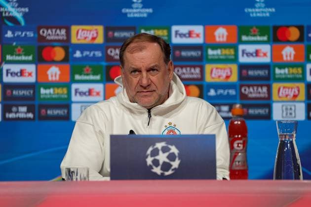 Vladimir Weiss SK Slovan Bratislava, Head coach at the press conference, GER, International press conference, SK Slovan Bratislava, Football, UEFA Champions League, Matchday 8, 2024 2025 season, 28 01 2025, GER, International press conference, SK Slovan Bratislava, Football, UEFA Champions League, Matchday 8, 2024 2025 season, 28 01 2025 Munich Copyright: xEibner-Pressefoto JennixMaulx EP_JML