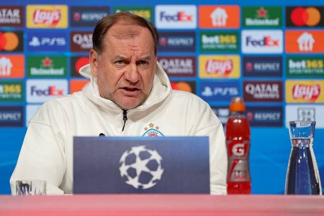 Vladimir Weiss SK Slovan Bratislava, Head coach at the press conference, GER, International press conference, SK Slovan Bratislava, Football, UEFA Champions League, Matchday 8, 2024 2025 season, 28 01 2025, GER, International press conference, SK Slovan Bratislava, Football, UEFA Champions League, Matchday 8, 2024 2025 season, 28 01 2025 Munich Copyright: xEibner-Pressefoto JennixMaulx EP_JML