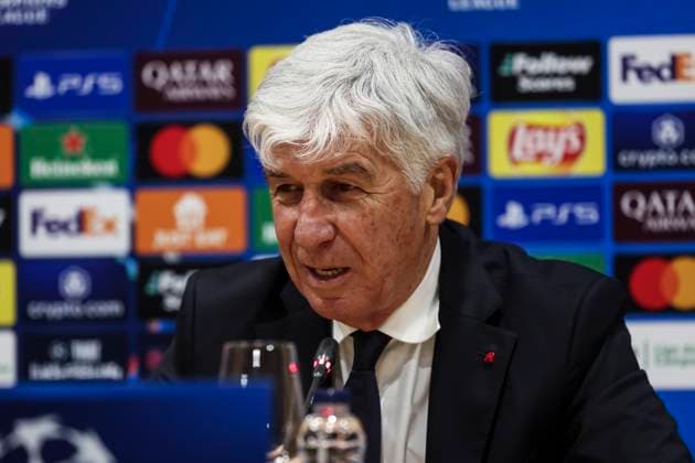 January 28, 2025, Barcelona, Barcelona, SPAIN: Gian Piero Gasperini, head coach attends his press conference, PK, Pressekonferenz during the training day of Atalanta BC ahead the UEFA Champions League, football match against Atalanta BC at Estadi Olimpic Lluis Companys on January 28, 2025 in Barcelona, Spain. Barcelona SPAIN - ZUMAa181 20250128_zaa_a181_096 Copyright: xJavierxBorregox