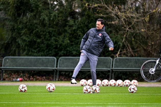 Dino Toppmoeller Eintracht Frankfurt, Coach on the ball, GER, Final training, Eintracht Frankfurt, Football, UEFA Europa League, Matchday 8, Season 2024 25, 29 01 2025 GER, Final training, Eintracht Frankfurt, Football, UEFA Europa League, Matchday 8, Season 2024 25, 29 01 2025 Frankfurt am Main Copyright: xEibner-Pressefoto FlorianxWiegandx EP_FWD