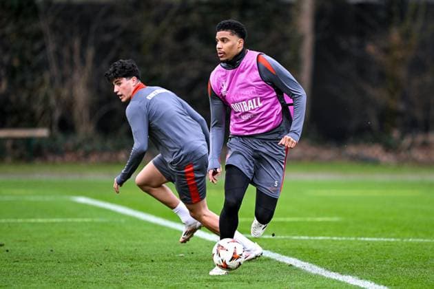 Aurele Amenda Eintracht Frankfurt, 05 on the ball, GER, Final training, Eintracht Frankfurt, Football, UEFA Europa League, Matchday 8, Season 2024 25, 29 01 2025 GER, Final training, Eintracht Frankfurt, Football, UEFA Europa League, Matchday 8, Season 2024 25, 29 01 2025 Frankfurt am Main Copyright: xEibner-Pressefoto FlorianxWiegandx EP_FWD