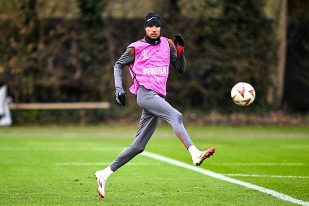 Hugo Ekitike Eintracht Frankfurt, 11 on the ball, GER, Final training, Eintracht Frankfurt, Football, UEFA Europa League, Matchday 8, Season 2024 25, 29 01 2025 GER, Final training, Eintracht Frankfurt, Football, UEFA Europa League, Matchday 8, Season 2024 25, 29 01 2025 Frankfurt am Main Copyright: xEibner-Pressefoto FlorianxWiegandx EP_FWD
