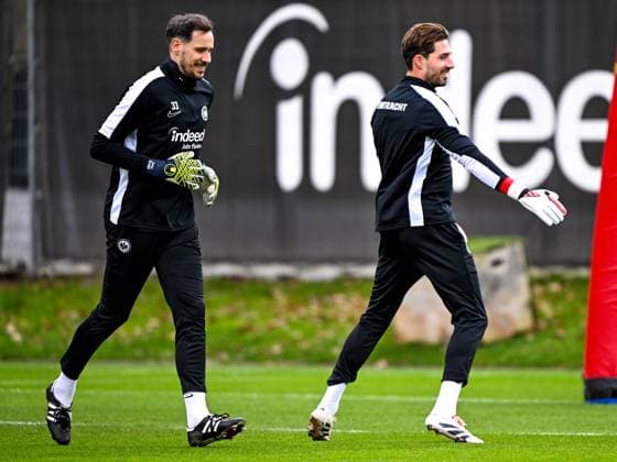 Jens Grahl Eintracht Frankfurt, 33 and Kevin Trapp Eintracht Frankfurt, 01 warming up GER, final training, Eintracht Frankfurt, football, UEFA Europa League, matchday 8, 2024 25, 29 01 2025 GER, final training, Eintracht Frankfurt, football, UEFA Europa League, matchday 8, 2024 25, 29 01 2025 Frankfurt am Main Copyright: xEibner-Pressefoto FlorianxWieganx EP_FWD