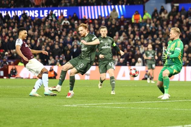 Ollie Watkins of Aston Villa shoots at goal Aston Villa v Celtic, UEFA Champions League, Group Stage, Football, Villa Park, Birmingham, UK - 29 Jan 2025 EDITORIAL USE ONLY No use with unauthorised audio, video, data, fixture lists, club league logos or live services. Online in-match use limited to 120 images, no video emulation. No use in betting, games or single club league player publications. Copyright: xRyanxBrowne Shutterstockx 15122167bu