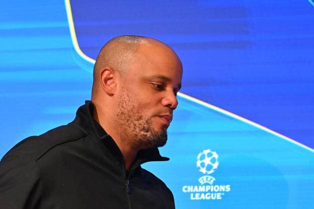 Coach Vincent KOMPANY Bayern Muenchen , single picture,cropped single motif,portrait,portrait,portrait, lateral,profile, press conference soccer Champions League league phase, FC Bayern Muenchen SK Slovan Bratislava 3 1 on 29 01 2025 , A L L I A N Z A R E N A