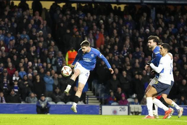Nicolas Raskin of Rangers scored to give Rangers 1-0 lead Rangers v Union Saint-Gilloise, UEFA Europa League, Group Stage, Football, Ibrox Stadium, Glasgow, UK - 30 Jan 2025 EDITORIAL USE ONLY No use with unauthorised audio, video, data, fixture lists, club league logos or live services. Online in-match use limited to 120 images, no video emulation. No use in betting, games or single club league player publications. Copyright: xStuartxWallace Shutterstockx 15122181as