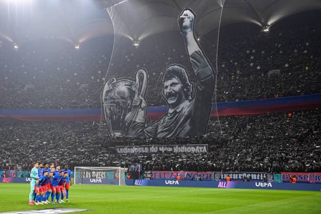 The FCSB starting line-up FCSB v Manchester United, ManU UEFA Europa League, Group Stage, Football, The National Arena, Bucharest, Romania - 30 Jan 2025 EDITORIAL USE ONLY No use with unauthorised audio, video, data, fixture lists, club league logos or live services. Online in-match use limited to 120 images, no video emulation. No use in betting, games or single club league player publications. Copyright: xAlexxNicodim Shutterstockx 15122176ax