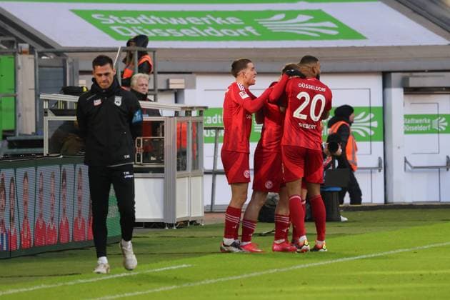 Goal for Duesseldorf to 1 0 by Isak Bergmann Johannesson Duesseldorf 8 , GER, Fortuna Duesseldorf vs SSV Ulm 1846 , 2 Soccer Bundesliga, Matchday 20, Season 2024 2025, 01 02 2024, DFL REGULATIONS PROHIBIT ANY USE OF PHOTOGRAPHS AS IMAGE SEQUENCES AND OR QUASI VIDEO, GER, Fortuna Duesseldorf vs SSV Ulm 1846 , 2 Fussball Bundesliga, 20 Matchday, Season 2024 2025, 01 02 2024, Duesseldorf Copyright: xEibner-Pressefoto JoergxNiebergax EP_JNL