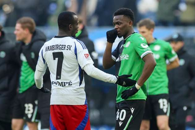 Jean Luc Dompe Hamburger SV and Rabbi Matondo Hannover 96 talk together, 2 Bundesliga, Hamburger SV vs Hannover 96, Volksparkstadion, February 2, 2025 in Hamburg, Germany Photo by Marco Steinbrenner DeFodi Images Jean Luc Dompe Hamburger SV and Rabbi Matondo Hannover 96 talk together, 2 Bundesliga, Hamburger SV vs Hannover 96, Volksparkstadion, February 2, 2025 in Hamburg, Germany Photo by Marco Steinbrenner DeFodi Images DFB DFL REGULATIONS PROHIBIT ANY USE OF PHOTOGRAPHS AS IMAGE SEQUENCES AND OR QUASI VIDEO Defodi 700 hsv hannover 20250102 087 Defodi-700 DFB DFL REGULATIONS PROHIBIT ANY USE OF PHOTOGRAPHS AS IMAGE SEQUENCES AND OR QUASI-VIDEO.