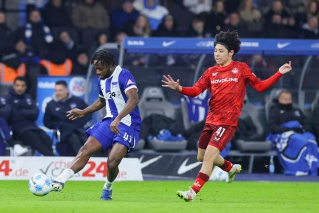 Deyovaisio Zeefuik Hertha BSC Berlin and Daisuke Yokota 1 FC Kaiserslautern battle for the ball, 2 Bundesliga, Hertha BSC vs 1 FC Kaiserslautern, Olympiastadion on February 08, 2025 in Berlin, Germany Photo by Marco Steinbrenner DeFodi Images Deyovaisio Zeefuik Hertha BSC Berlin and Daisuke Yokota 1 FC Kaiserslautern battle for the ball, 2 Bundesliga, Hertha BSC vs 1 FC Kaiserslautern, Olympiastadion, February 8, 2025 in Berlin, Germany Photo by Marco Steinbrenner DeFodi Images DFB DFL REGULATIONS PROHIBIT ANY USE OF PHOTOGRAPHS AS IMAGE SEQUENCES AND OR QUASI VIDEO Defodi 700 berlin fck 20250208 032 Defodi-700 DFB DFL REGULATIONS PROHIBIT ANY USE OF PHOTOGRAPHS AS IMAGE SEQUENCES AND OR QUASI-VIDEO.