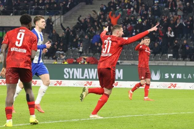 DEU, DFL, 2 FBL, Hertha BSC vs Kaiserslautern, 08 02 2025, Berliner Olympiastadion, Berlin, DEU, DFL, 2 FBL, Hertha BSC vs Kaiserslautern, im Bild 0 1 durch Luca Sirch 1 FC Kaiserslautern 31 DFL regulations prohibit any use of Photographs as image sequences and or quasi video Foto Juergen Engler nordphoto GmbH nordphotoxGmbHx xEngler nph00076