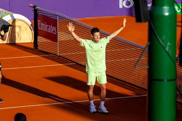 February 12, 2025, Buenos Aires, Federal Capital, Argentina: February 12, 2025, Buenos Aires, Argentina: Diego Schwartzman, El Peque, .32 years old, is playing his last professional tournament and won an ATP, Tennis Herren .match again after 484 days and advanced to the round of 8 by beating the .Chilean Nicolo¡s Jarry in the first round. Buenos Aires Argentina - ZUMAa179 20250212_aap_a179_001 Copyright: xRobertoxAlmeidaxAveledox