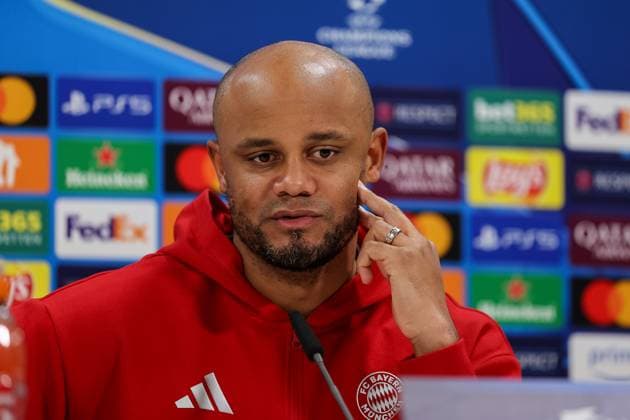 Vincent Kompany FC Bayern Muenchen, Head coach at the press conference, GER, International press conference, FC Bayern Muenchen, Football, UEFA Champions League, Play offs, 2024 2025 season, 17 02 2025, GER, International press conference, FC Bayern Muenchen, Football, UEFA Champions League, Play offs, 2024 2025 season, 17 02 2025 Muenchen Copyright: xEibner-Pressefoto JennixMaulx EP_JML