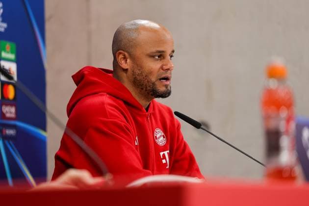 Vincent Kompany FC Bayern Muenchen, Head coach at the press conference, GER, International press conference, FC Bayern Muenchen, Football, UEFA Champions League, Play offs, 2024 2025 season, 17 02 2025, GER, International press conference, FC Bayern Muenchen, Football, UEFA Champions League, Play offs, 2024 2025 season, 17 02 2025 Muenchen Copyright: xEibner-Pressefoto JennixMaulx EP_JML