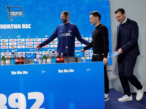 Andre Mijatovic, Co Coach, Head Coach Stefan Leitl, Sports Director Benjamin Weber, Germany, Berlin, Sportpark, GER, 2 FBL, Hertha BSC, Season 2024 25, Press conference with the new Head Coach Stefan Leitl and Sports Director Benjamin Weber
