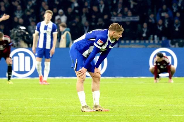 DEU, DFL, 2 FBL, Hertha BSC vs 1 FC Nuernberg, 21 02 2025, Berliner Olympiastadion, Berlin, DEU, DFL, 2 FBL, Hertha BSC vs 1 FC Nuernberg, im Bild Marton Dardai Hertha BSC Berlin 31 DFL regulations prohibit any use of Photographs as image sequences and or quasi video Foto Juergen Engler nordphoto GmbH nordphotoxGmbHx xEngler nph00076