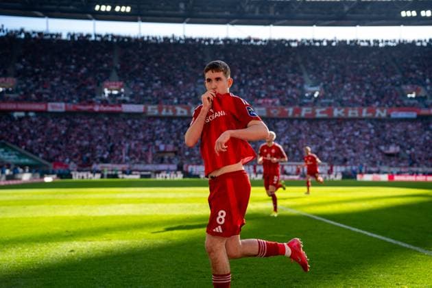 Celebration after the 1 1 by Johannesson Isak Bergmann Fortuna Duesseldorf, 08 1 FC Koeln vs Fortuna Duesseldorf, Football, 2 Bundesliga, Matchday 23, Season 2024 2025, 23 02 2025 1 FC Koeln vs Fortuna Duesseldorf, Football, 2 Bundesliga, Matchday 23, Season 2024 2025, 23 02 2025 Koeln Copyright: xEibner-Pressefoto JustinxDerondex EP_JDU