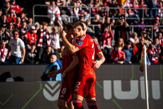 Celebration after the 1 1 by Johannesson Isak Bergmann Fortuna Duesseldorf, 08 1 FC Koeln vs Fortuna Duesseldorf, Football, 2 Bundesliga, Matchday 23, Season 2024 2025, 23 02 2025 1 FC Koeln vs Fortuna Duesseldorf, Football, 2 Bundesliga, Matchday 23, Season 2024 2025, 23 02 2025 Koeln Copyright: xEibner-Pressefoto JustinxDerondex EP_JDU