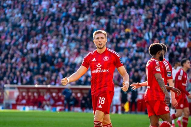 Niemiec Jona Fortuna Duesseldorf, 18 is happy about the penalty 1 FC Koeln vs Fortuna Duesseldorf, Football, 2 Bundesliga, Matchday 23, Season 2024 2025, 23 02 2025 1 FC Koeln vs Fortuna Duesseldorf, Football, 2 Bundesliga, Matchday 23, Season 2024 2025, 23 02 2025 Koeln Copyright: xEibner-Pressefoto JustinxDerondex EP_JDU