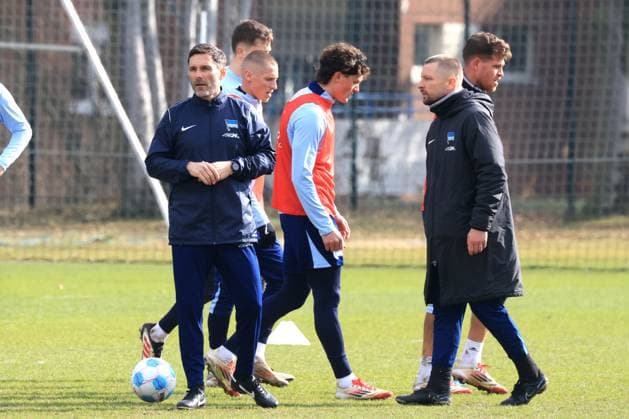 DEU, DFL, 2 FBL Hertha BSC, Training, 25 02 2025, Sportforum, Berlin, DEU, DFL, 2 FBL Hertha BSC, Training, im Bild DFL regulations prohibit any use of Photographs as image sequences and or quasi video Foto Juergen Engler nordphoto GmbH nordphotoxGmbHx xEngler nph00076