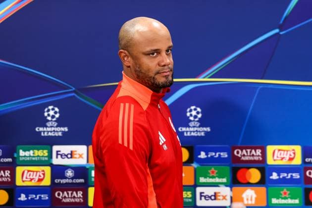 Vincent Kompany FC Bayern Muenchen, Head coach at the press conference, GER, International press conference, FC Bayern Muenchen, Football, UEFA Champions League, Round of 16 first leg, 2024 2025 season, 04 03 2025, GER, International press conference, FC Bayern Muenchen, Football, UEFA Champions League, Round of 16 first leg, 2024 2025 season, 04 03 2025 Muenchen Copyright: xEibner-Pressefoto JennixMaulx EP_JML
