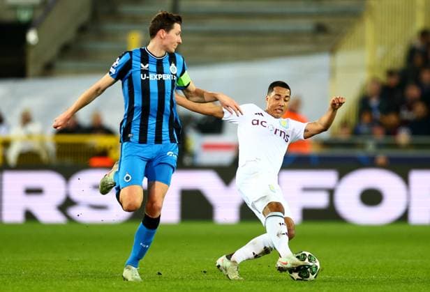 Youri Tielemans of Aston Villa and Hans Vanaken of Club Brugge. Club Brugge v Aston Villa, UEFA Champions League, Round of 16, First Leg, Football, Jan Breydel Stadium, Brugge, Belgium - 04 Mar 2025 EDITORIAL USE ONLY No use with unauthorised audio, video, data, fixture lists, club league logos or live services. Online in-match use limited to 120 images, no video emulation. No use in betting, games or single club league player publications. Copyright: xJamesxMarsh Shutterstockx 15176976ct