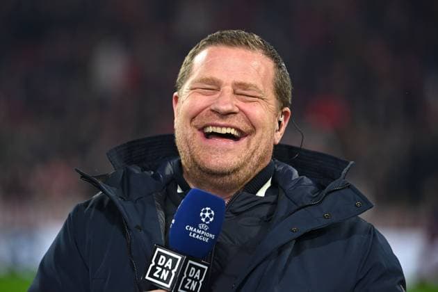Max EBERL Chief Sports Officer FC Bayern Muenchen , laughing,smiling,laughing,optimistic,good-humored, single picture,cropped single motif,portrait,portrait,portrait Football Champions League Round of 16 FC Bayern Muenchen Bayer 04 Leverkusen 3 0 on 05 03 2025 , A L L I A N Z A R E N A