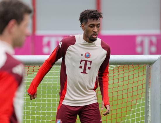 Kingsley Coman FC Bayern Muenchen, 11 at training, GER, Final training, FC Bayern Muenchen, Football, UEFA Champions League, Round of 16 second leg, 2024 2025 season, 10 03 2025, GER, Final training, FC Bayern Muenchen, Football, UEFA Champions League, Round of 16 second leg, 2024 2025 season, 10 03 2025 Muenchen Copyright: xEibner-Pressefoto JennixMaulx EP_JML