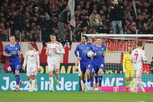 Goal for 1 1 by Hornby Fraser Darmstadt 9 , GER, 1 FC Koeln vs SV Darmstadt 98, 2 Fussball Bundesliga, Matchday 26, Season 2024 2025, 15 03 2025, DFL REGULATIONS PROHIBIT ANY USE OF PHOTOGRAPHS AS IMAGE SEQUENCES AND OR QUASI VIDEO, GER, 1 FC Koeln vs SV Darmstadt 98, 2 Fussball Bundesliga, Matchday 26, Season 2024 2025, 15 03 2025, Koeln Copyright: xEibner-Pressefoto JoergxNiebergax EP_JNL