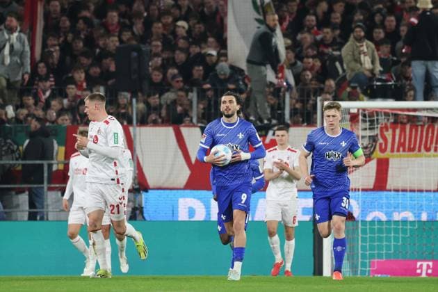 Goal for 1 1 by Hornby Fraser Darmstadt 9 , GER, 1 FC Koeln vs SV Darmstadt 98, 2 Fussball Bundesliga, Matchday 26, Season 2024 2025, 15 03 2025, DFL REGULATIONS PROHIBIT ANY USE OF PHOTOGRAPHS AS IMAGE SEQUENCES AND OR QUASI VIDEO, GER, 1 FC Koeln vs SV Darmstadt 98, 2 Fussball Bundesliga, Matchday 26, Season 2024 2025, 15 03 2025, Koeln Copyright: xEibner-Pressefoto JoergxNiebergax EP_JNL
