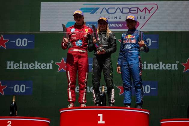 AUTO - F1 ACADEMY 2025 - SHANGHAI WEUG Maya (nld), MP Motorsport, Supporter by Ferrari, Tatuus F4-T421, portrait PIN Doriane (fra), Prema Racing, Supporter by Mercedes, Tatuus F4-T421, portrait CHAMBERS Chloe (usa), Campos Racing, Tatuus F4-T421, portrait during the 1st round of the 2025 F1 Academy Championship from March 21 to 23, 2025 on the Shanghai International Circuit, in Shanghai, China - ShanghaiChina Copyright: xXavixBonillax