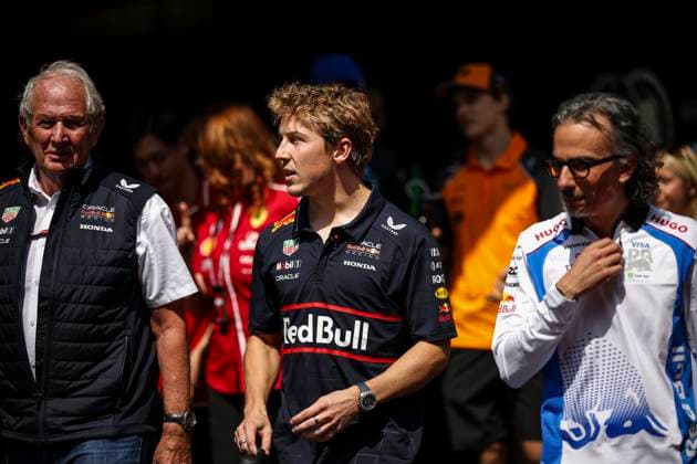 F1 - CHINESE GRAND PRIX 2025 LAWSON Liam (nzl), Red Bull Racing RB21, portrait, MARKO Helmut (aut), Drivers™ Manager of Red Bull Racing, portrait MEKIES Laurent (fra), Team Principal of Visa Cash App RB F1 Team, portrait during the Formula 1 Heineken Chinese Grand Prix 2025, 2nd round of the 2025 FIA Formula One World Championship, WM, Weltmeisterschaft from March 21 to 23, 2025 on the Shanghai International Circuit, in Shanghai, China - ShanghaiChina Copyright: xXavixBonillax