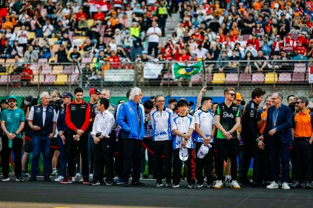 F1 - CHINESE GRAND PRIX 2025 ALONSO Fernando (spa), Aston Martin F1 Team AMR25, MARKO Helmut (aut), Drivers™ Manager of Red Bull Racing, VERSTAPPEN Max (ned), Red Bull Racing RB21, OCON Esteban (fra), Haas F1 Team VF-25, KOMATSU Ayao (jpn), Team Principal of Haas F1 team, BRIATORE Flavio (ita), Alpine F1 Team, TSUNODA Yuki (jap), Visa Cash App RB F1 Team VCARB02, HADJAR Isack (fra), Visa Cash App RB F1 Team VCARB02, MEKIES Laurent (fra), Team Principal of Visa Cash App RB F1 Team, HULKENBERG Nico (ger), Stake F1 Team Kick C45, DOMENICALI Stefano (ita), Chairman and CEO Formula One Group FOG, portrait during the Formula 1 Heineken Chinese Grand Prix 2025, 2nd round of the 2025 FIA Formula One World Championship, WM, Weltmeisterschaft from March 21 to 23, 2025 on the Shanghai International Circuit, in Shanghai, China - ShanghaiChina Copyright: xJavierxJimenezx