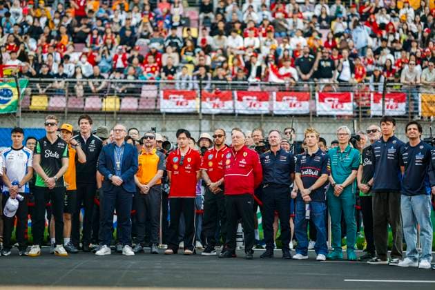 F1 - CHINESE GRAND PRIX 2025 HADJAR Isack (fra), Visa Cash App RB F1 Team VCARB02, MEKIES Laurent (fra), Team Principal of Visa Cash App RB F1 Team, HULKENBERG Nico (ger), Stake F1 Team Kick C45, PIASTRI Oscar (aus), McLaren F1 Team MCL39, WOLFF Toto (aut), Team Principal & CEO of Mercedes AMG F1 Team, DOMENICALI Stefano (ita), Chairman and CEO Formula One Group FOG, STELLA Andrea (ita), Team Principal of McLaren F1 Team, ZHOU Guanyu (chi), Scuderia Ferrari Reserve Driver, HAMILTON Lewis (gbr), Scuderia Ferrari SF-25, VASSEUR Frà dà ric (fra), Team Principal & General Manager of the Scuderia Ferrari, HORNER Christian (gbr), Team Principal of Red Bull Racing, LAWSON Liam (nzl), Red Bull Racing RB21, KRACK Mike (ger), Chief Trackside Officer of Aston Martin F1 Team, ALBON Alexander (tha), Williams Racing FW47, SAINZ Carlos (spa), Williams Racing FW47, portrait during the Formula 1 Heineken Chinese Grand Prix 2025, 2nd round of the 2025 FIA Formula One World Championship, WM, Weltmeisterschaft from March 21 to 23, 2025 on the Shanghai International Circuit, in Shanghai, China - ShanghaiChina Copyright: xJavierxJimenezx