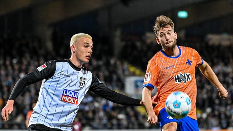 GER, 2 BL, SSV Ulm 1846 vs SV Darmstadt 98 28 03 2025, Donaustadion, Ulm, GER, 2 BL, SSV Ulm 1846 vs SV Darmstadt 98, in the picture Bastian Allgeier SSV Ulm, 7 , Killian Corredor Darmstadt, 34 nordphotoxGmbHx xHafner nph00200