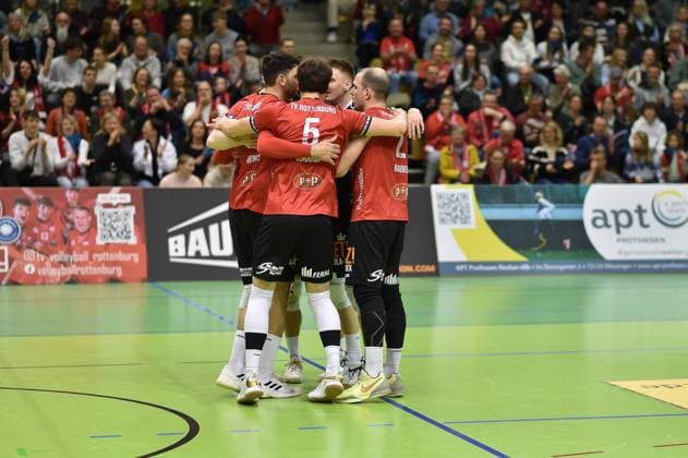 Joy, Cheers TV Rottenburg vs CERATONIA Volleys Eltmann, Volleyball, 2 Bundesliga Sued, 24 Matchday, Season 2024 2025, 29 03 2025, TV Rottenburg vs CERATONIA Volleys Eltmann, Volleyball, 2 Bundesliga Sued, 24 Matchday, Season 2024 2025, 29 03 2025 Rottenburg Copyright: xEibner-Pressefoto RalphxKunzex EP_RKE