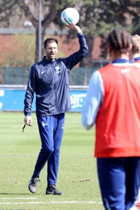 DEU, DFL, 2 FBL Hertha BSC, Training, 02 04 2025, Sportforum, Berlin, DEU, DFL, 2 FBL Hertha BSC, Training, im Bild Co Trainer Andre Mijatovic Hertha BSC Berlin DFL regulations prohibit any use of Photographs as image sequences and or quasi video Foto Juergen Engler nordphoto GmbH nordphotoxGmbHx xEngler nph00076