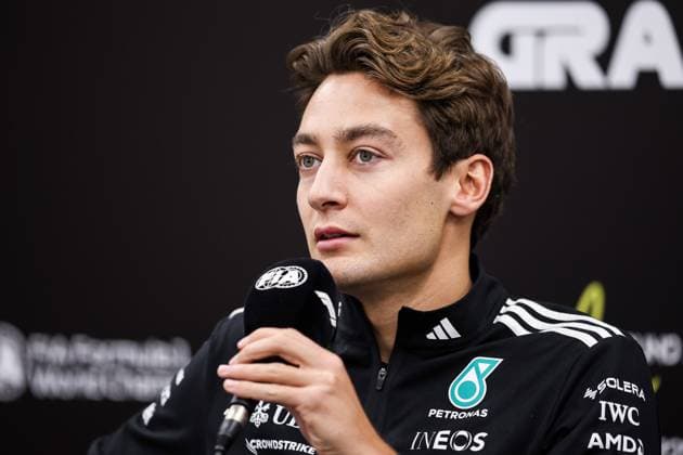 F1 - JAPANESE GRAND PRIX 2025 RUSSELL George (gbr), Mercedes AMG F1 Team W16, portrait press conference, PK, Pressekonferenz during the Formula 1 Lenovo Japanese Grand Prix 2025, 3rd round of the 2025 FIA Formula One World Championship, WM, Weltmeisterschaft from April 4 to 6, 2025 on the Suzuka Circuit, in Suzuka, Japan - SuzukaJapan Copyright: xEricxAlonsox