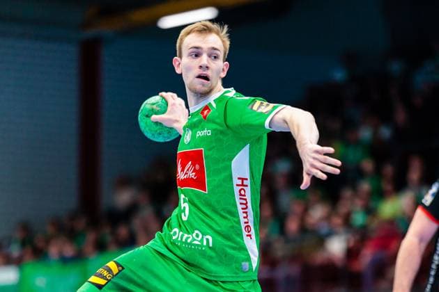 Florian Kranzmann GWD Minden, 05 on seven-meter 7 meter throw GER, GWD Minden vs TuS N Luebbecke, Handball, 2 Bundesliga, Matchday 26, Season 2024 2025, 05 04 2025 GER, GWD Minden vs TuS N Luebbecke, Handball, 2 Bundesliga, Matchday 26, Season 2024 2025, 05 04 2025 Luebbecke Copyright: xEibner-Pressefoto JanxRollingerx EP_JSK