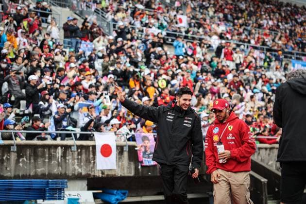 F1 - JAPANESE GRAND PRIX 2025 OCON Esteban (fra), Haas F1 Team VF-25, HAMILTON Lewis (gbr), Scuderia Ferrari SF-25, portrait during the Formula 1 Lenovo Japanese Grand Prix 2025, 3rd round of the 2025 FIA Formula One World Championship, WM, Weltmeisterschaft from April 4 to 6, 2025 on the Suzuka Circuit, in Suzuka, Japan - SuzukaJapan Copyright: xANTONINxVINCENTx