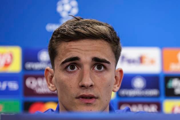 April 8, 2025, Sant Joan Despi, Barcelona, SPAIN: Pablo Martin Gavira Gavi of FC Barcelona, Barca attends his press conference, PK, Pressekonferenz during the training day of FC Barcelona ahead the UEFA Champions League, football match against Borussia Dortmund at Ciudad Esportiva Joan Gamper on April 08, 2025 in Sant Joan Despi, Barcelona, Spain. Sant Joan Despi SPAIN - ZUMAa181 20250408_zaa_a181_063 Copyright: xJavierxBorregox