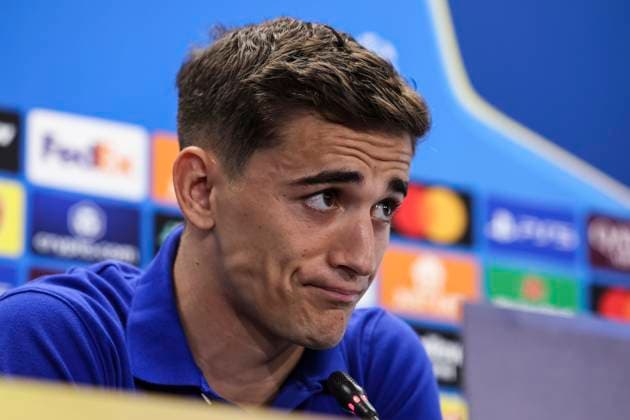 April 8, 2025, Sant Joan Despi, Barcelona, SPAIN: Pablo Martin Gavira Gavi of FC Barcelona, Barca attends his press conference, PK, Pressekonferenz during the training day of FC Barcelona ahead the UEFA Champions League, football match against Borussia Dortmund at Ciudad Esportiva Joan Gamper on April 08, 2025 in Sant Joan Despi, Barcelona, Spain. Sant Joan Despi SPAIN - ZUMAa181 20250408_zaa_a181_069 Copyright: xJavierxBorregox