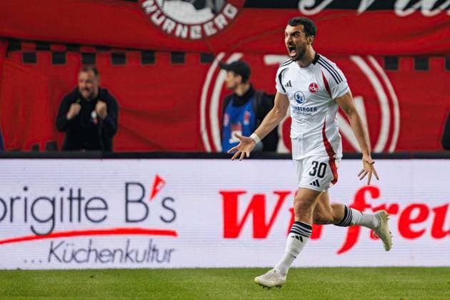 Mahir Emreli 1 FC Nuernberg celebrates the goal for 0 2, 1 FC Kaiserslautern vs 1 FC Nuernberg, Football, 2 Bundesliga, Season 2024 2025, Matchday 29, 12 04 2025 1 FC Kaiserslautern vs 1 FC Nuernberg, Football, 2 Bundesliga, Season 2024 2025, Matchday 29, 12 04 2025 Copyright: xEibner-Pressefoto AlexanderxNeisx EP_ANS