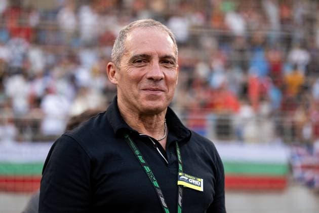 Marco Antonelli Father, Team Principal Antonelli Motorsport , on the grid, BAH, Formula 1 World Championship, Gulf Air Grand Prix of Bahrain, Bahrain International Circuit, Race, 2025 season, 13 04 2025 BAH, Formula 1 World Championship, Gulf Air Grand Prix of Bahrain, Bahrain International Circuit, Race, 2025 season, 13 04 2025 Sakhir Copyright: xEibner-Pressefoto Memmlerx EP_MMR