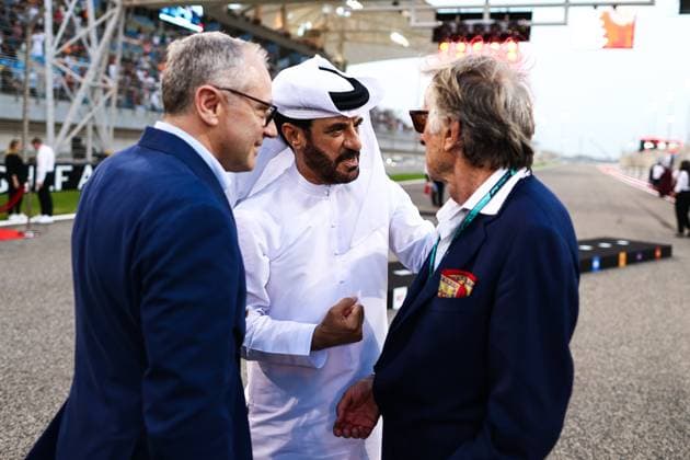 F1 - BAHRAIN GRAND PRIX 2025 Luca Cordero di Montezemolo, DOMENICALI Stefano (ita), Chairman and CEO Formula One Group FOG, portrait and BEN SULAYEM Mohammed (uae), President of the FIA, portrait during the Formula 1 Gulf Bahrain Grand Prix 2025, 4th round of the 2025 FIA Formula One World Championship, WM, Weltmeisterschaft from April 11 to 13, 2025 on the Bahrain International Circuit, in Sakhir, Bahrain - SakhirBahrain Copyright: xEricxAlonsox