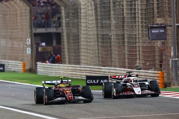 F1 - BAHRAIN GRAND PRIX 2025 44 HAMILTON Lewis (gbr), Scuderia Ferrari SF-25, action and 31 OCON Esteban (fra), Haas F1 Team VF-25 Ferrari, action during the Formula 1 Gulf Bahrain Grand Prix 2025, 4th round of the 2025 FIA Formula One World Championship, WM, Weltmeisterschaft from April 11 to 13, 2025 on the Bahrain International Circuit, in Sakhir, Bahrain - SakhirBahrain Copyright: xEricxAlonsox