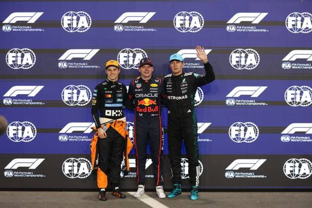 F1 - SAUDI ARABIAN GRAND PRIX 2025 pole position VERSTAPPEN Max (ned), Red Bull Racing RB21, PIASTRI Oscar (aus), McLaren F1 Team MCL39, RUSSELL George (gbr), Mercedes AMG F1 Team W16, portrait during the Formula 1 STC Saudi Arabian Grand Prix 2025, 5th round of the 2025 FIA Formula One World Championship, WM, Weltmeisterschaft from April 18 to 20, 2025 on the Jeddah Corniche Circuit, in Jeddah, Saudi Arabia - JeddahSaudi Arabia Copyright: xANTONINxVINCENTx
