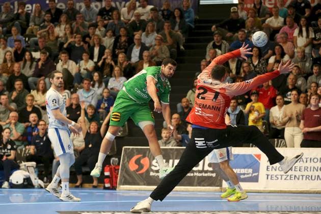 21 04 2025, Men, Handball, Season 2024 2025, 2 Handball Bundesliga, 28 Matchday TV Grosswallstadt TSV GWD Minden Yessine Meddeb 9, TV Grosswallstadt , Carles Asensio Cambra 39, GWD Minden , Stefan Hanemann 21, TV Grosswallstadt Elsenfeld Untermainhalle Bayern Germany