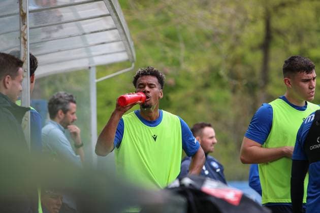 Bambase Conte Karlsruher SC, 31 , Karlsruher SC Football, 2 Bundesliga, Training, 2024 2025, 23 04 2025, DFL REGULATIONS PROHIBIT ANY USE OF PHOTOGRAPHS AS IMAGE SEQUENCES AND OR QUASI VIDEO, Karlsruher SC Football, 2 Bundesliga, Training, 2024 2025, 23 04 2025 Karlsruhe Copyright: xEibner-Pressefoto JanxPrihodax EP_JPA