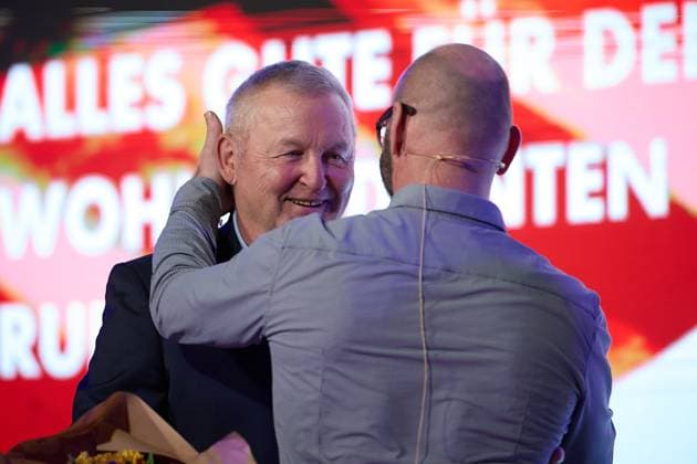 Retirement of Frank Mantek GER, German Team Weightlifting Championships, Bundesliga Weightlifting Final, German Team Championships, 1 Bundesliga, 2024 2025 season, 26 04 2025 GER, German Team Weightlifting Championships, Bundesliga Weightlifting Final, German Team Championships, 1 Bundesliga, 2024 2025 season, 26 04 2025 Heidelberg Copyright: xEibner-Pressefoto GeraldxOelze-dexStoppanyx EP_ODS